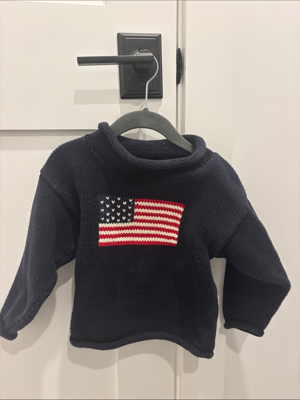 Kids Navy Knit Sweater with Flag Detail